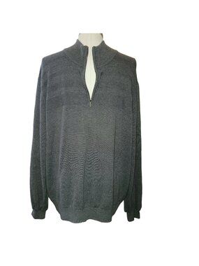 Van Heusen Mens Quarter-Zip Pullover Sweater Dark Gray READ jj3630